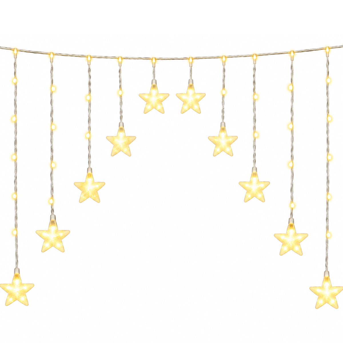 Cortina 222 Leds Estrela Bivolt Branco Quente - Florarte