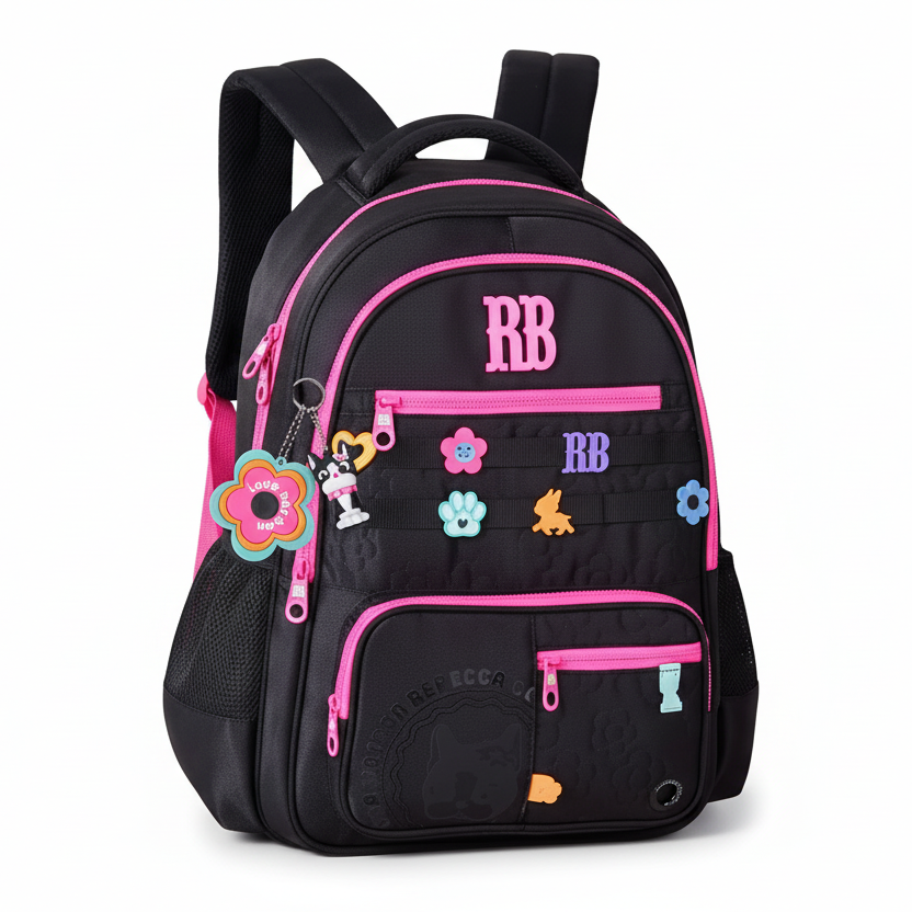 Mochila de Costas Preta Flower Power 17,5 RB26231