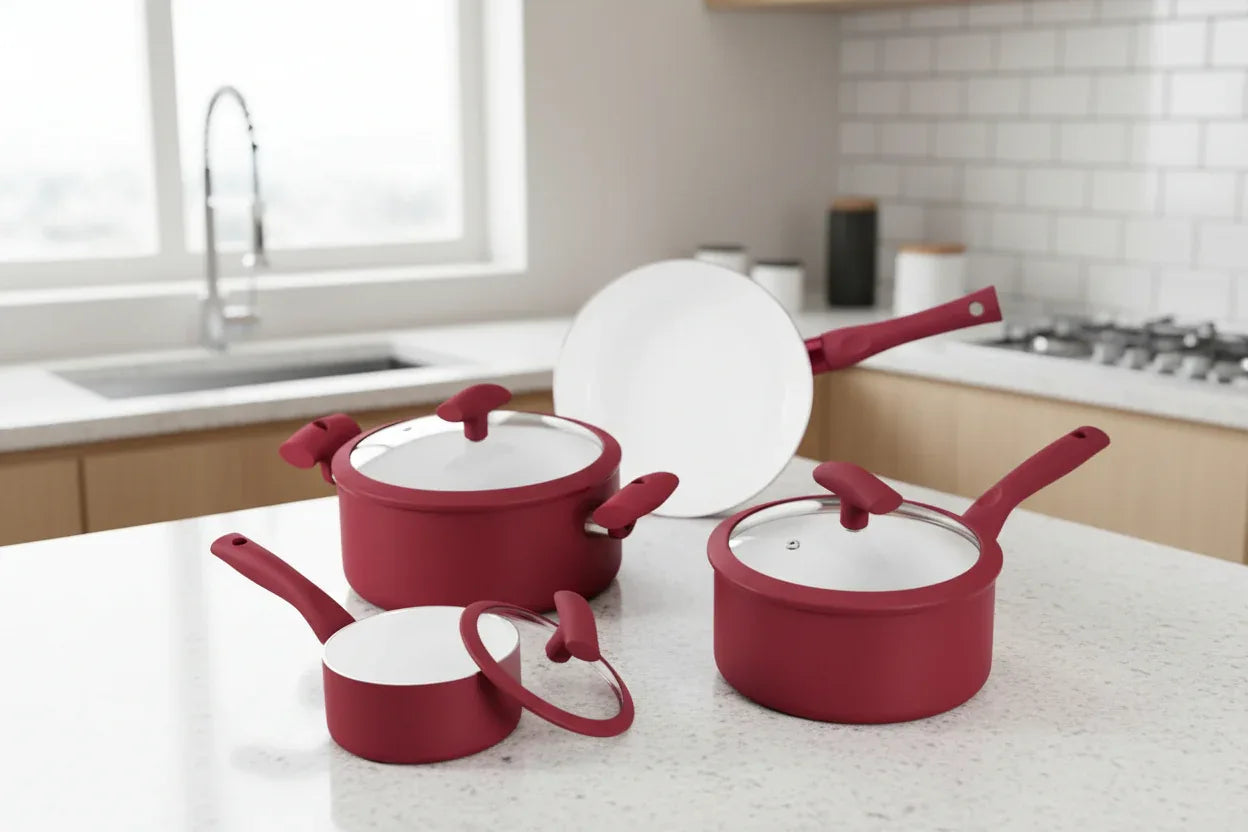 Conjunto De Panela 4PC Vermelha Hercules PA300-4VM - Loja Do Thor