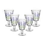 Jogo 6 Taças De Água Lavanda Hand Painting 240ML Cristal