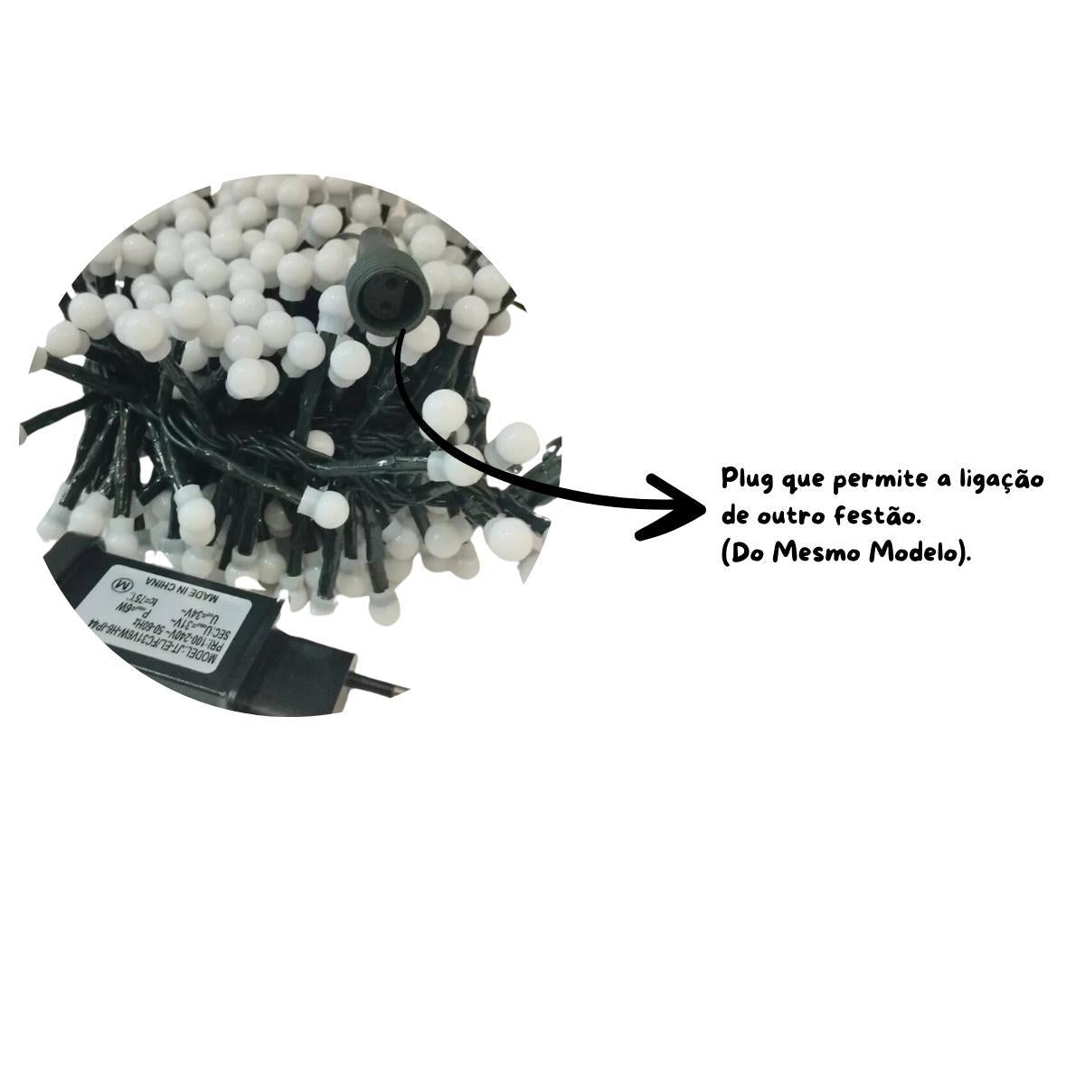 Festao 400 Leds Bolinhas Branco E Vermelho Pisca Com Memoria