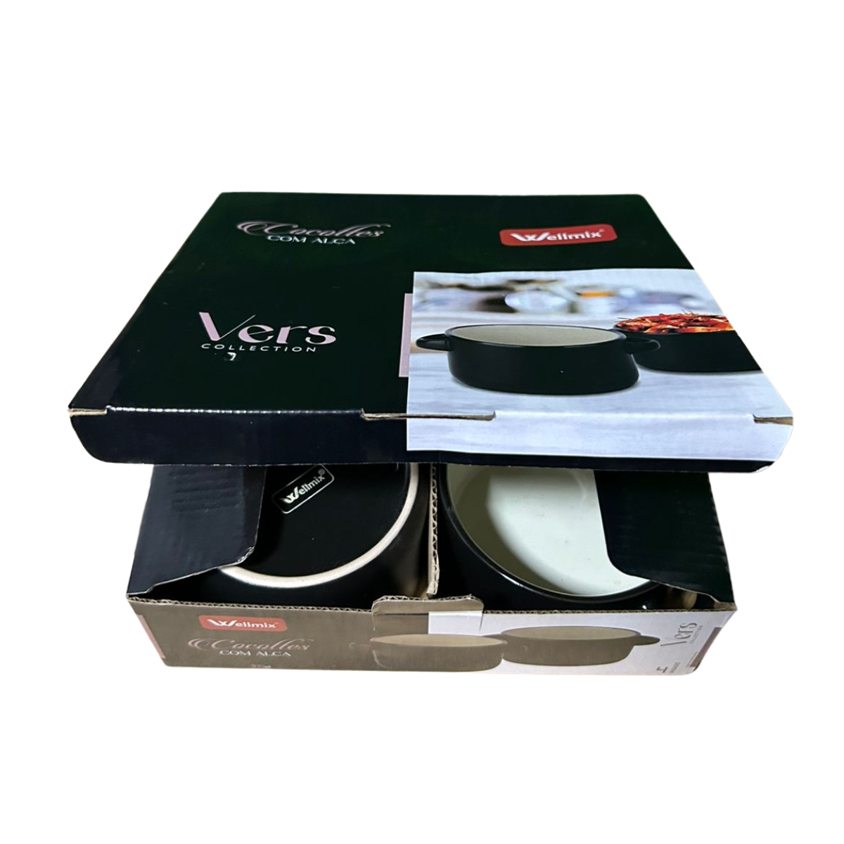 Kit 4 Cocottes 310ml + 4 Colheres de Inox 20,5cm – Wellmix