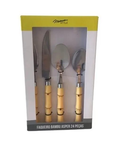 Faqueiro Asper Bamboo Conjunto 24 Pecas - Mimo Style
