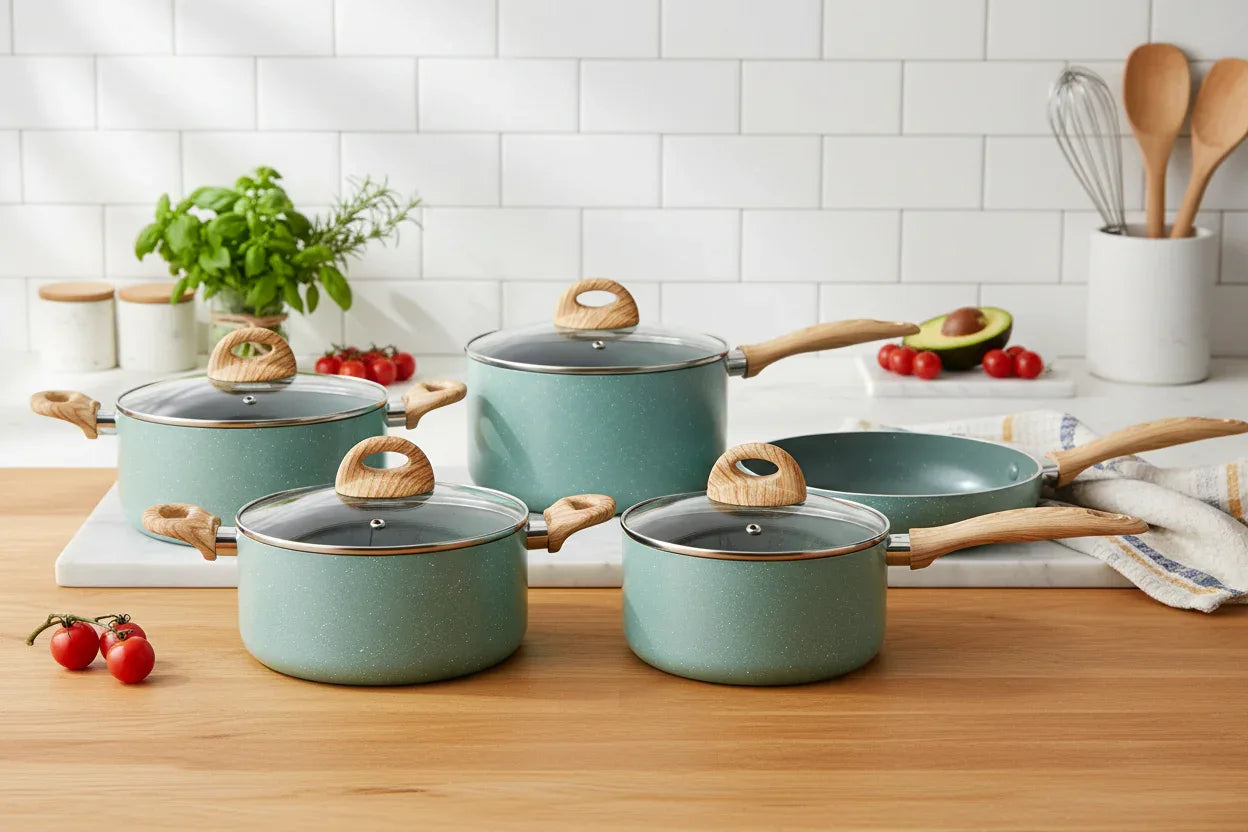 Conjunto De Panelas Brinox Ceramic Life 5 Peças Verde - Loja Do Thor