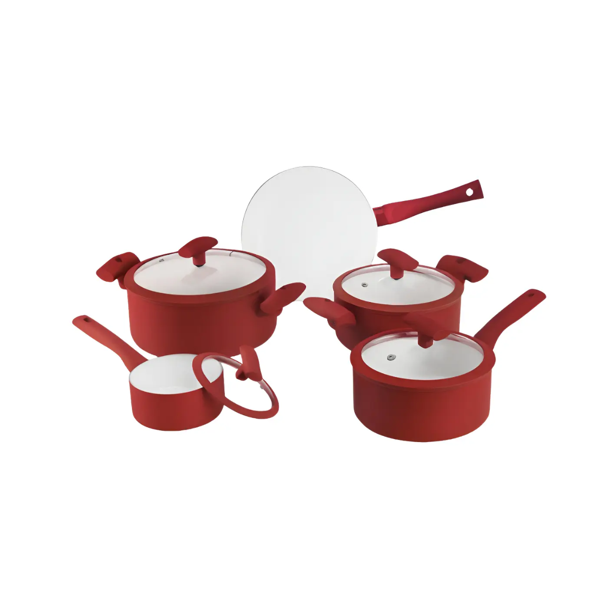 Conjunto de Panelas Inducao 5 Pecas Vermelho - Hercules