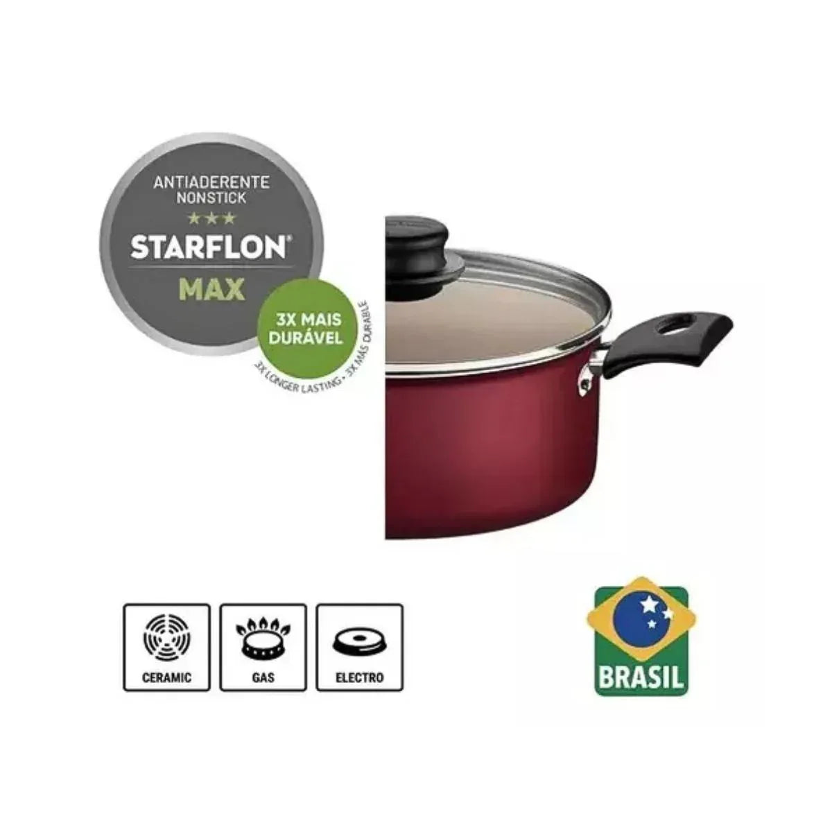 Jogo de Panelas 7Pçs Turim Verm Antiaderente Tramontina - Loja Do Thor