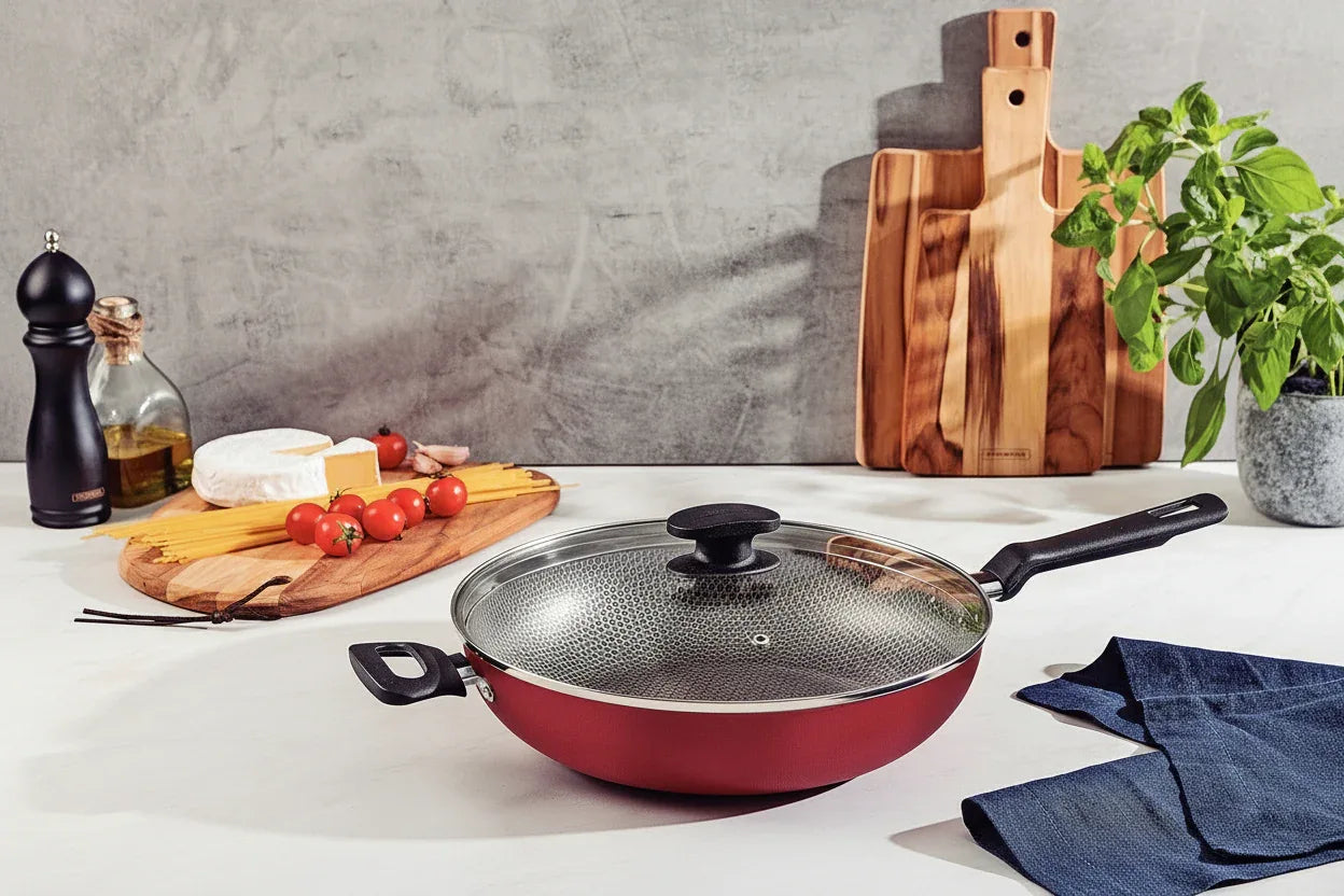 Panela Wok 28CM 3,3L Loreto Vermelho Antiaderente Tramontina - Loja Do Thor