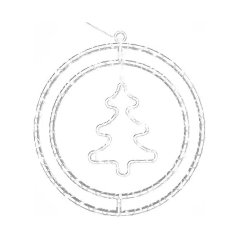 Argola Dupla C/ Figura Árvore 80 LEDs Branco - Global