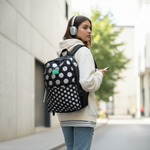 Mochila Juvenil Preta C/ Bolinhas Prata Up4you