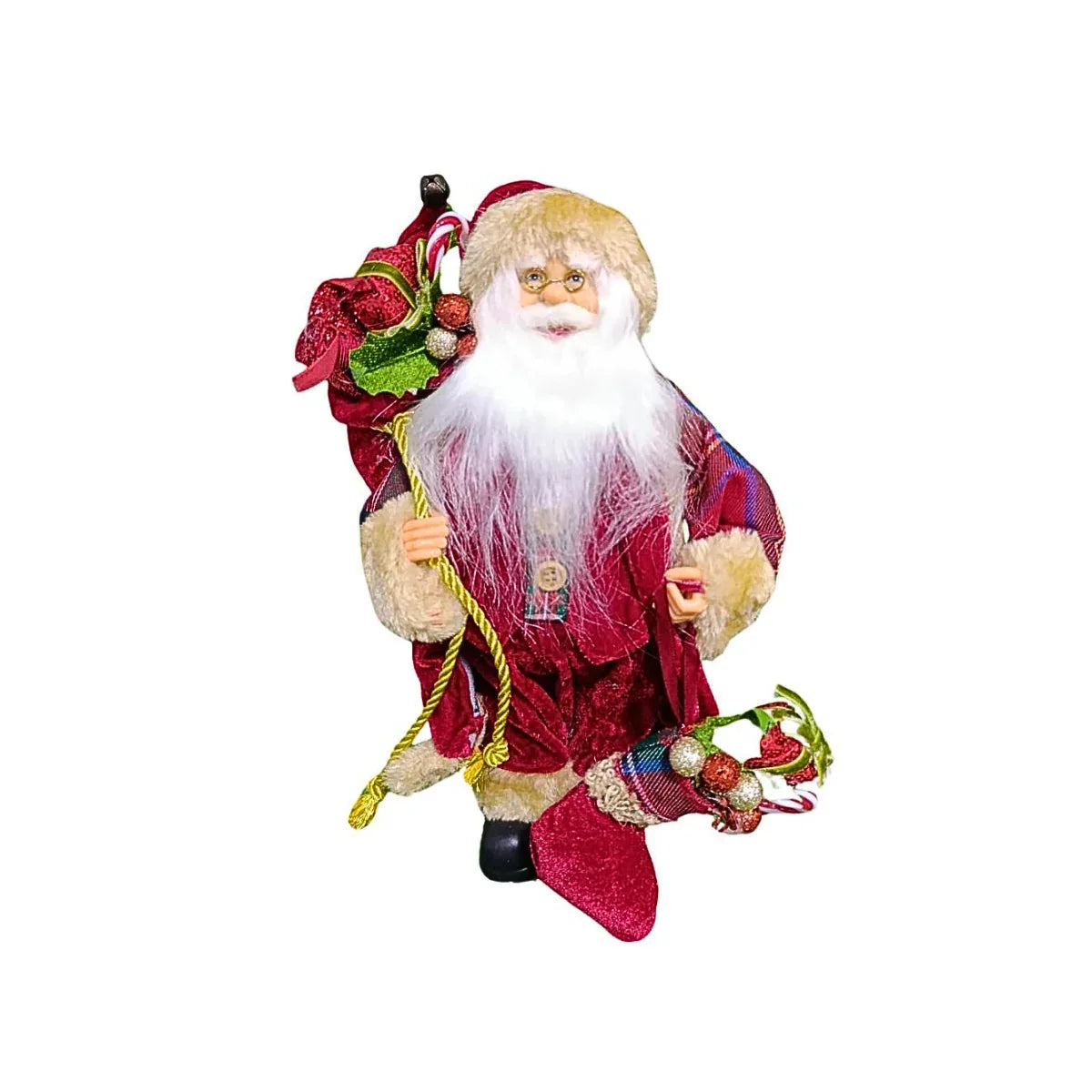 Papai Noel Em Pe Vermelho E Verde 30cm Florarte 57500 - Loja Do Thor