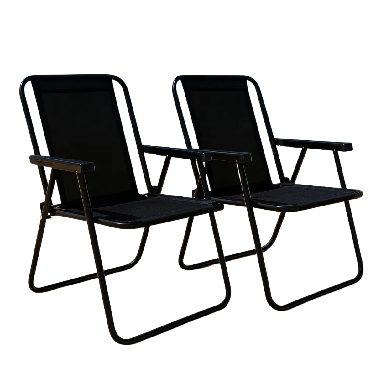 Kit 2 Cadeiras De Praia Alta Aço Preta Mor 2059 Preto