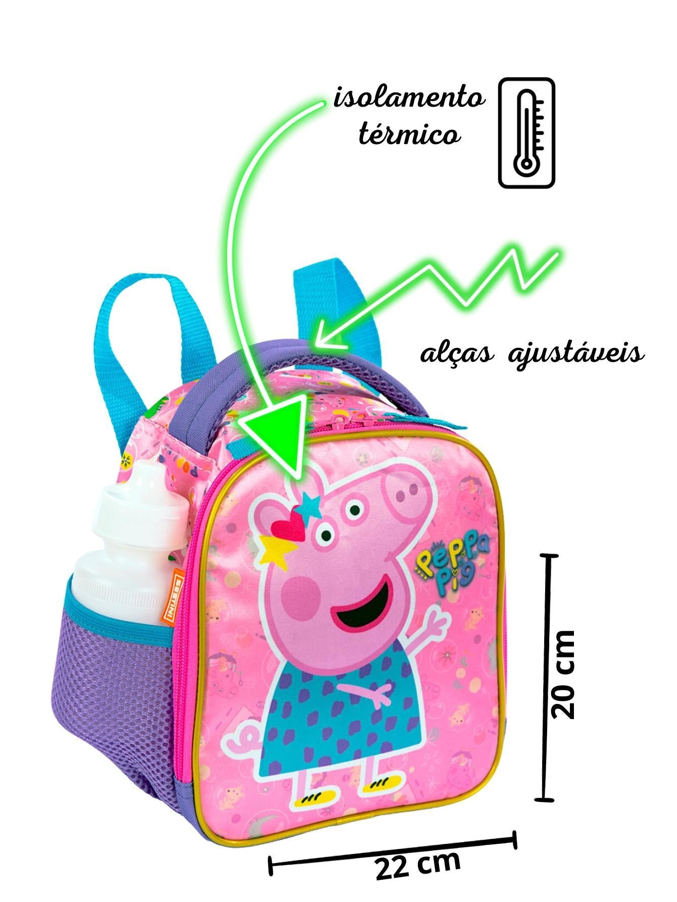 Lancheira Termica Escolar Grande Peppa Pig