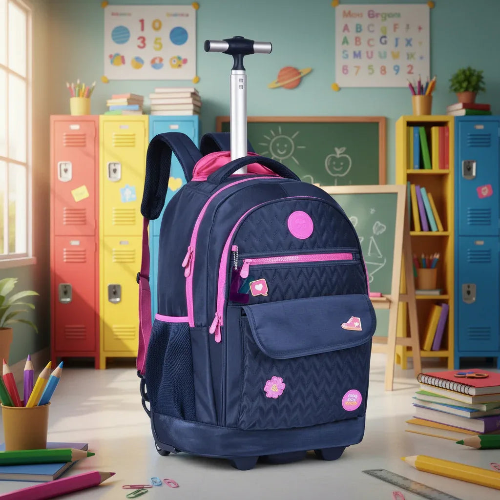 Mochila Rodinhas Luluca Bolsa Escolar Azul 33L - LU24085 - Loja Do Thor