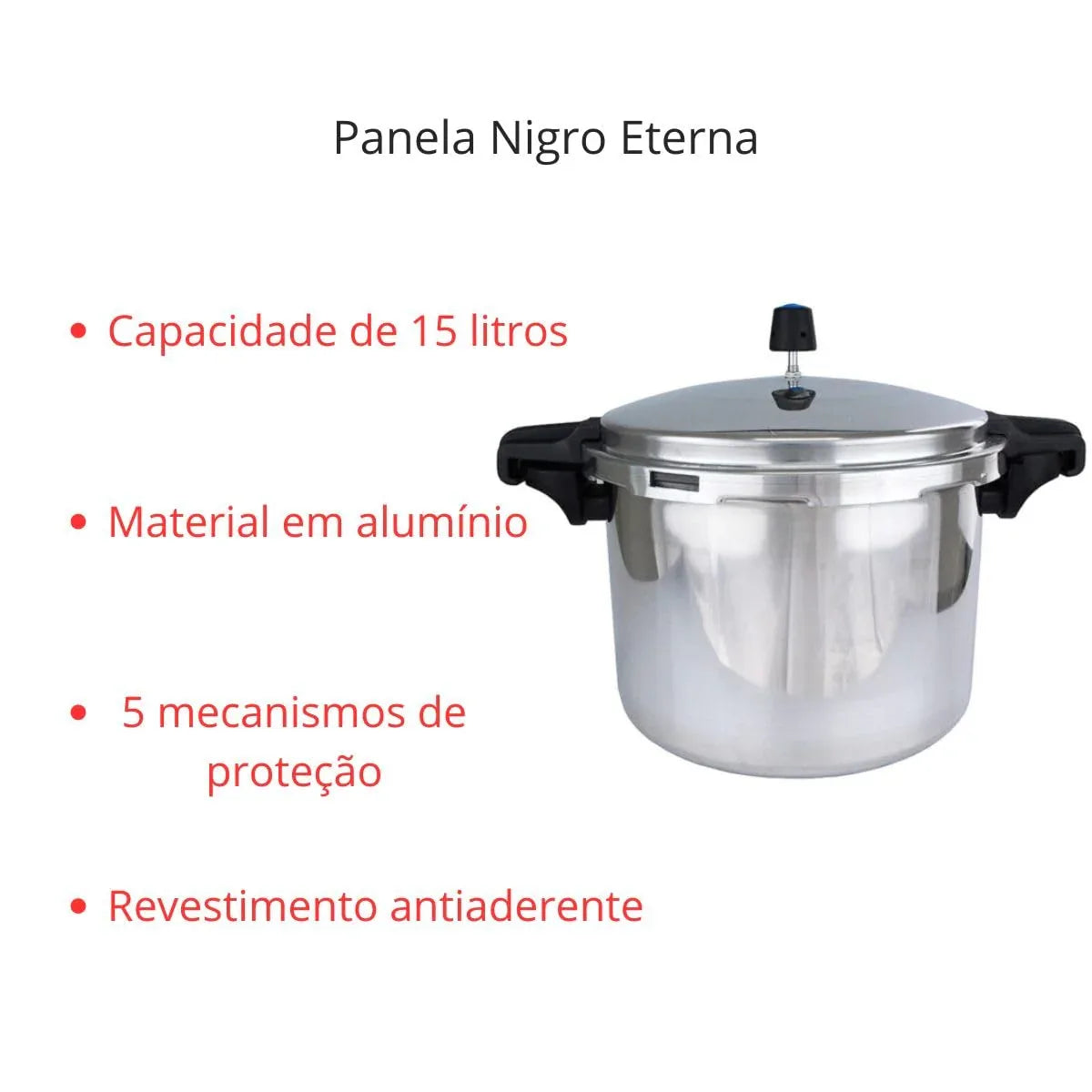 Panela de Pressao Eterna Profissional Polida 15 Nigro 097167 - Loja Do Thor