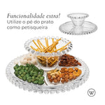 PRATO P/BOLO CRISTAL DE CHUMBO C/PE E TAMPA PEARL 31x25cm