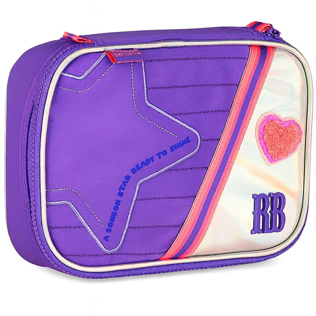 Estojo Escolar Box Rebecca Bonbon Holografica Roxo Rb27019
