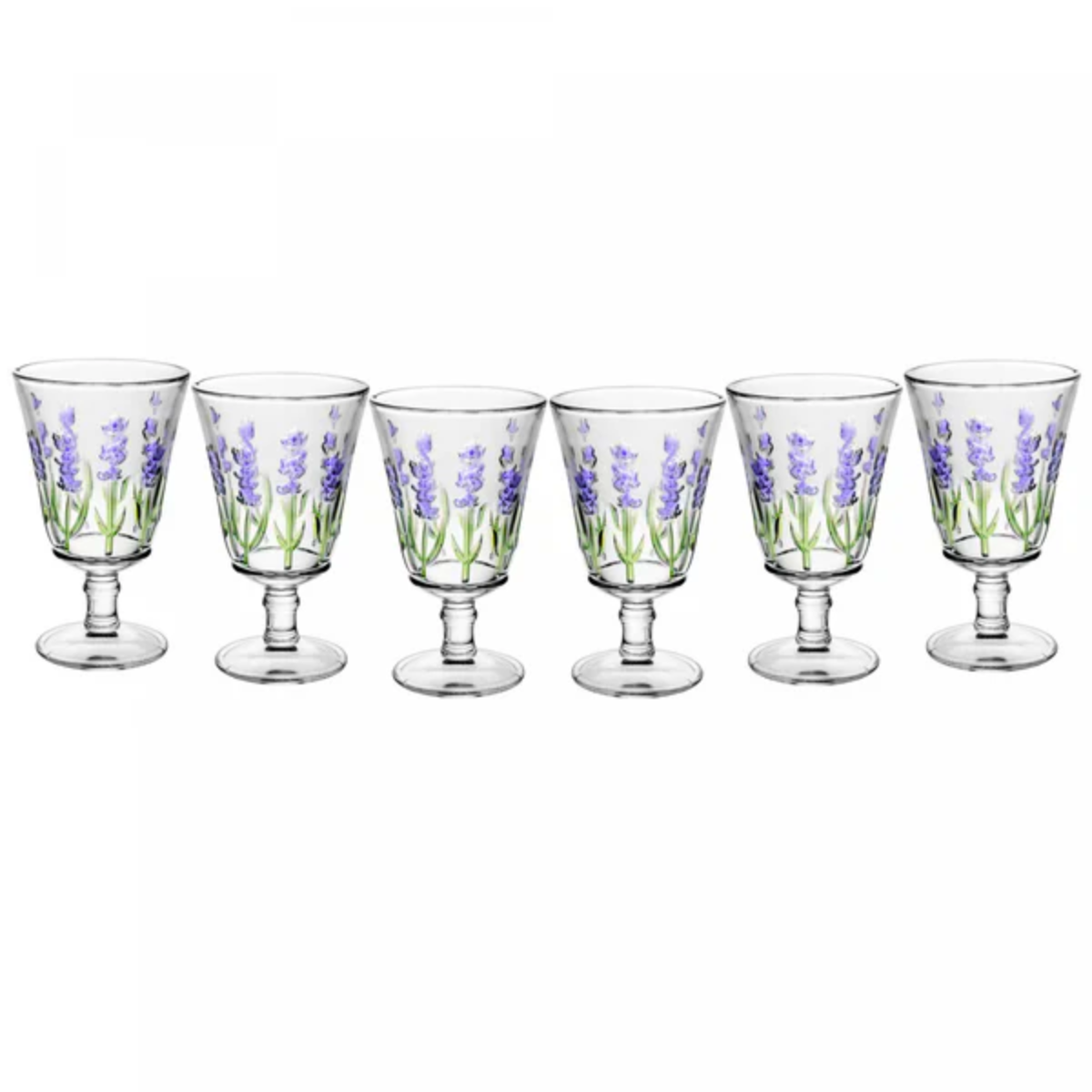 Jogo 6 Taças De Água Lavanda Hand Painting 240ML Cristal