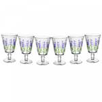 Jogo 6 Taças De Água Lavanda Hand Painting 240ML Cristal