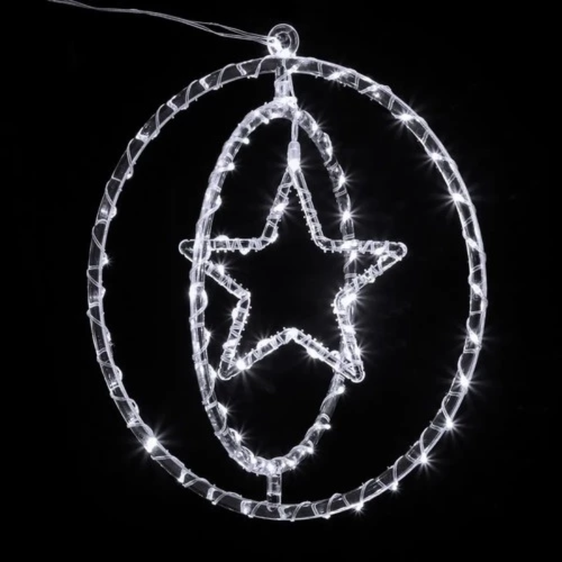 Argola Dupla C/ Figura Estrela 80 LEDs Branco - Global