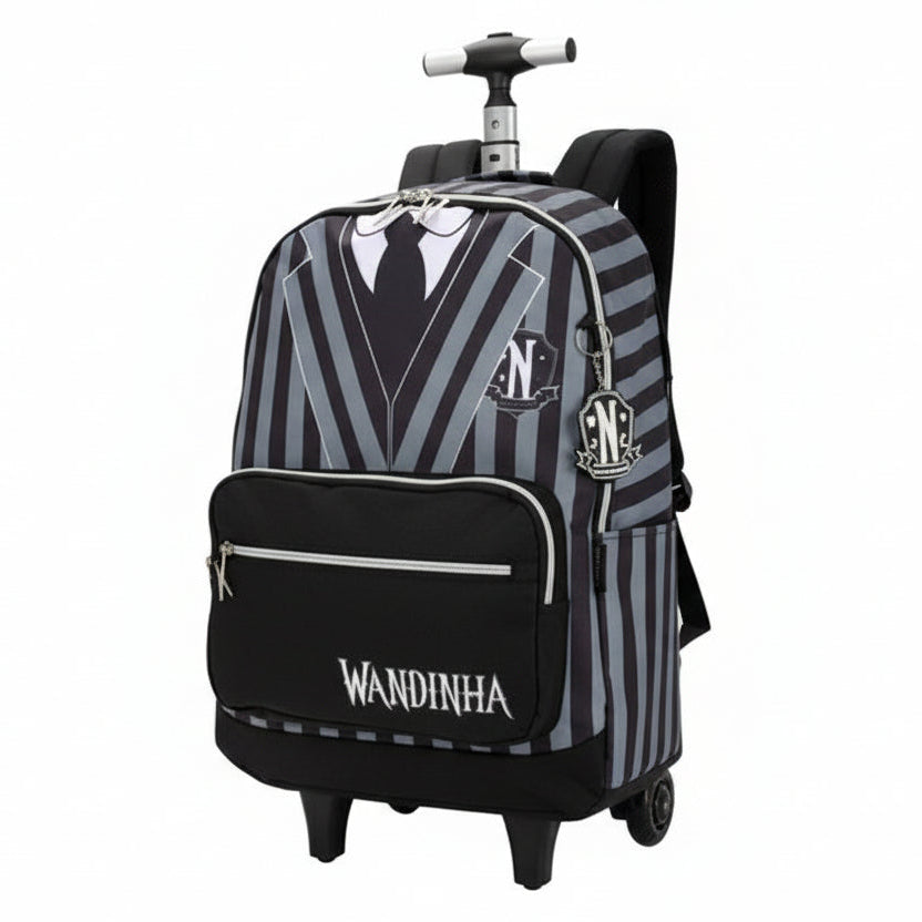 Mochila De Rodinhas Wandinha Uniforme Preto - Luxcel