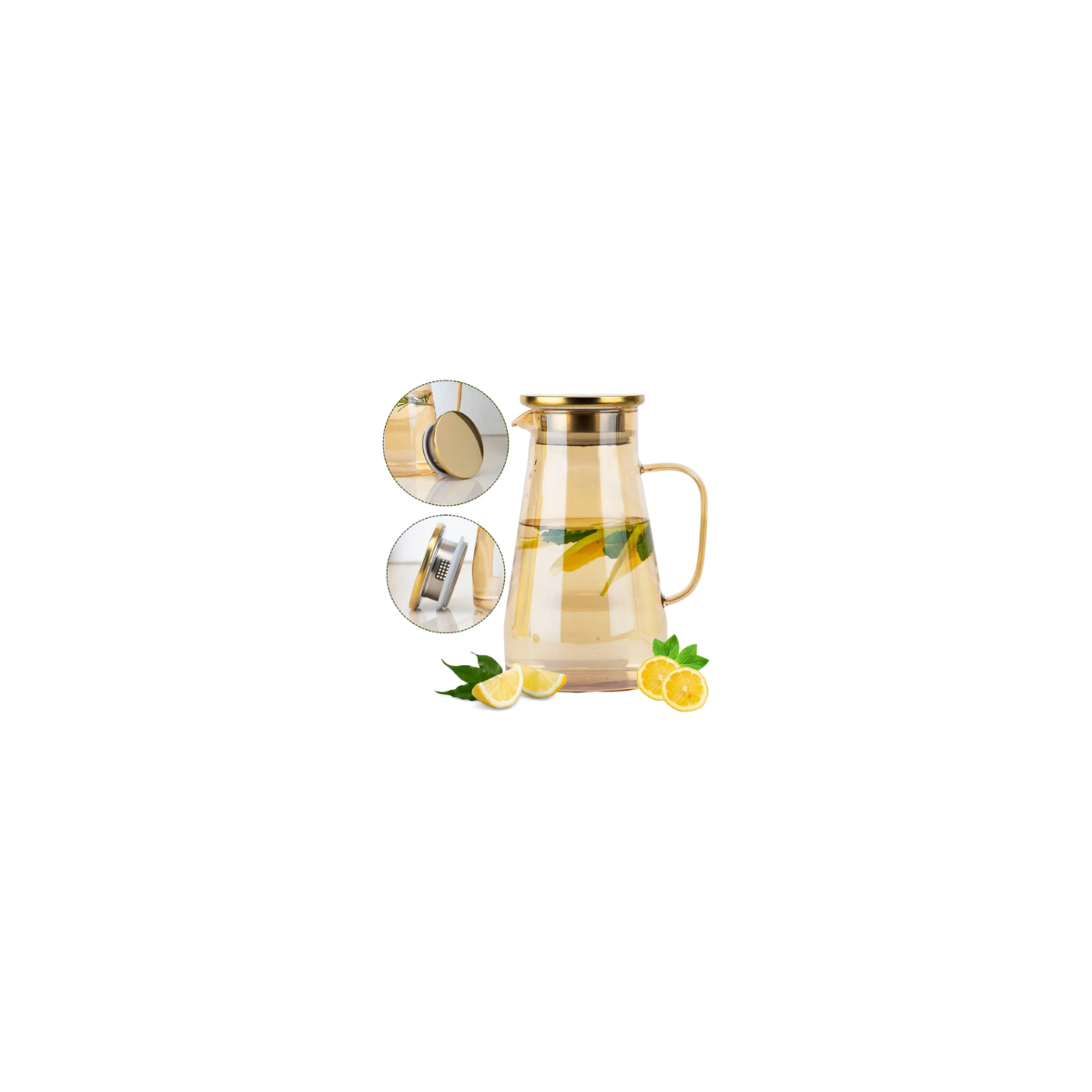 Jarra de Vidro Borossilicato 1,5 litros Dourado MR1206