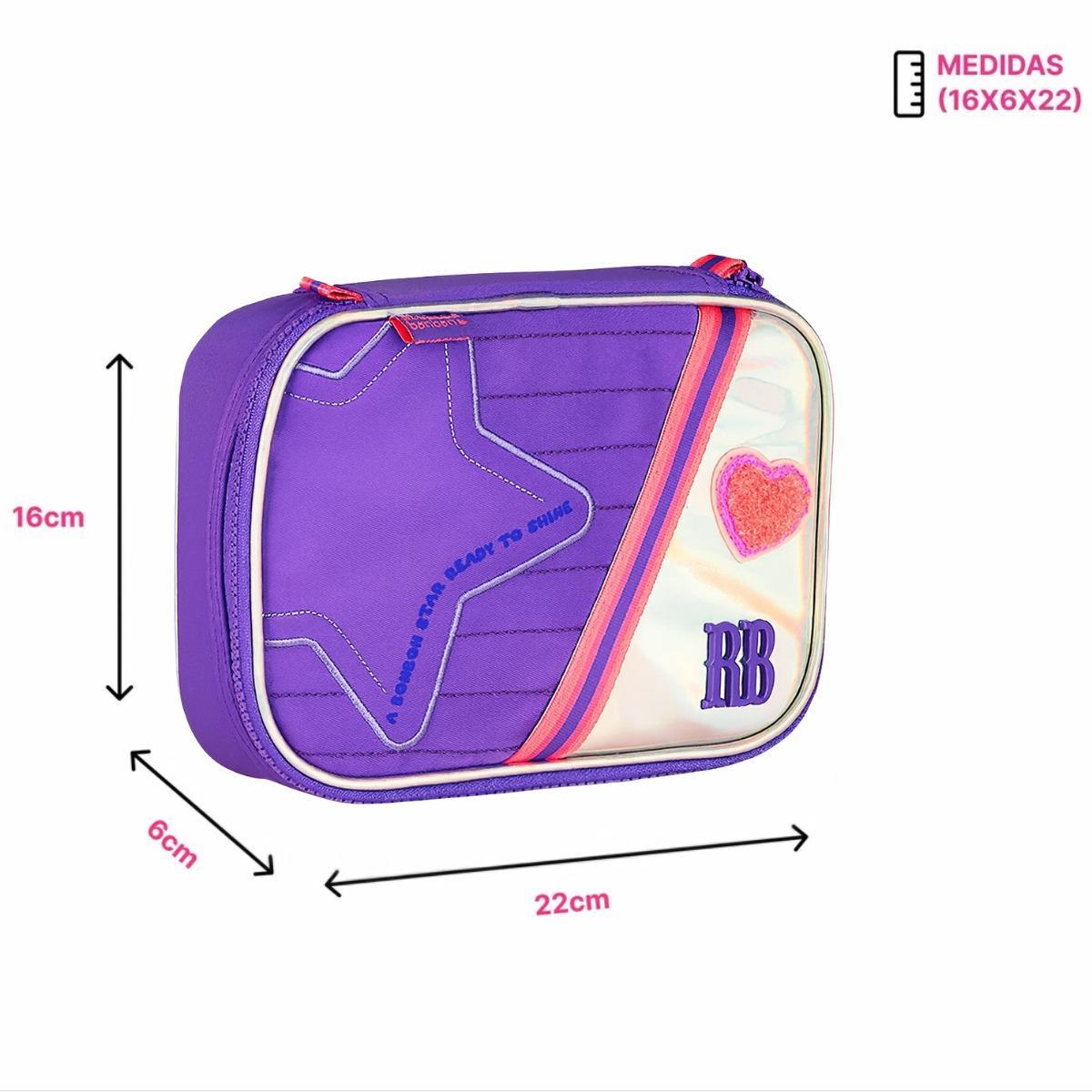 Estojo Escolar Box Rebecca Bonbon Holografica Roxo Rb27019