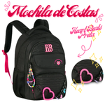 Mochila de Costas Heart Beats Preta 17,5 RB27015