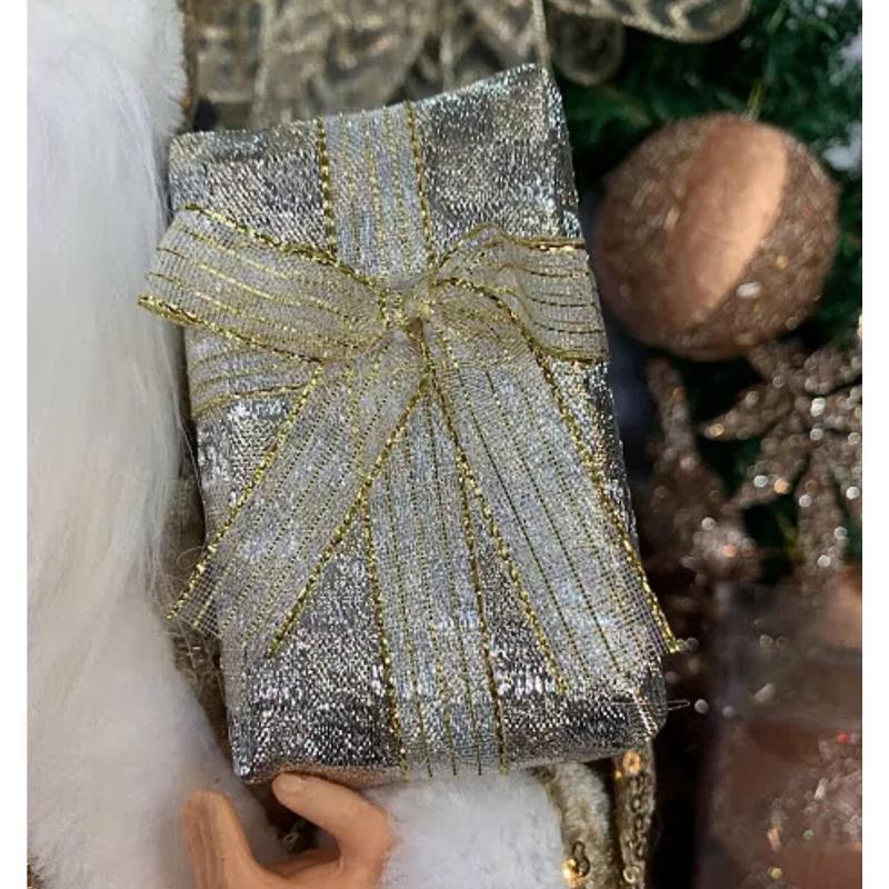 Papai Noel Sentado Repetidor Dourado 30Cm - Magizi - Loja Do Thor