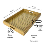 Bandeja Retangular De Mdf Com Fundo Treliça E Acrílico 35Cm