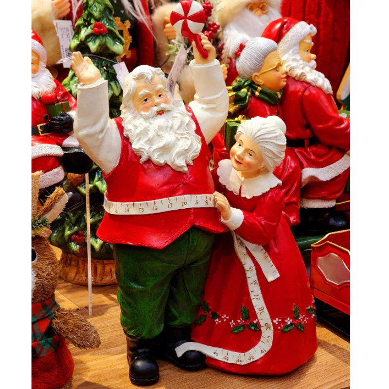 Papai Noel e Mamãe Noel Costureira Em Resina - Florarte - Loja Do Thor