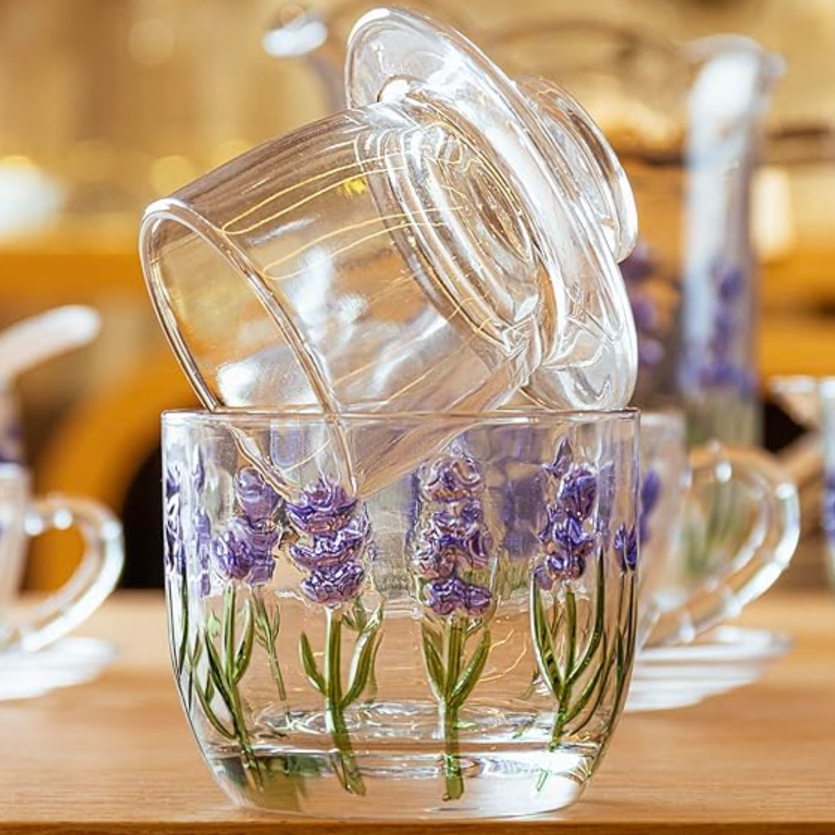 Manteigueira Francesa De Cristal Lavanda -Lyor