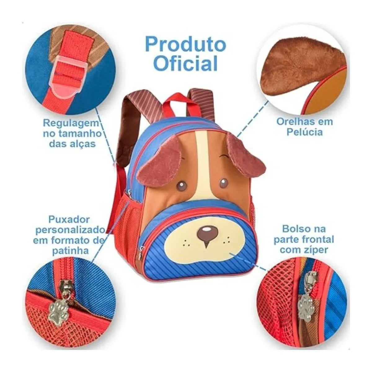 Mochila Costas Cachorrinho Caramelo 13" Clio Pets CP24502DV - Loja Do Thor