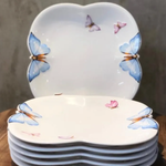 Conjunto de 6 Pratos Rasos De Porcelana Borboletas -Wolff
