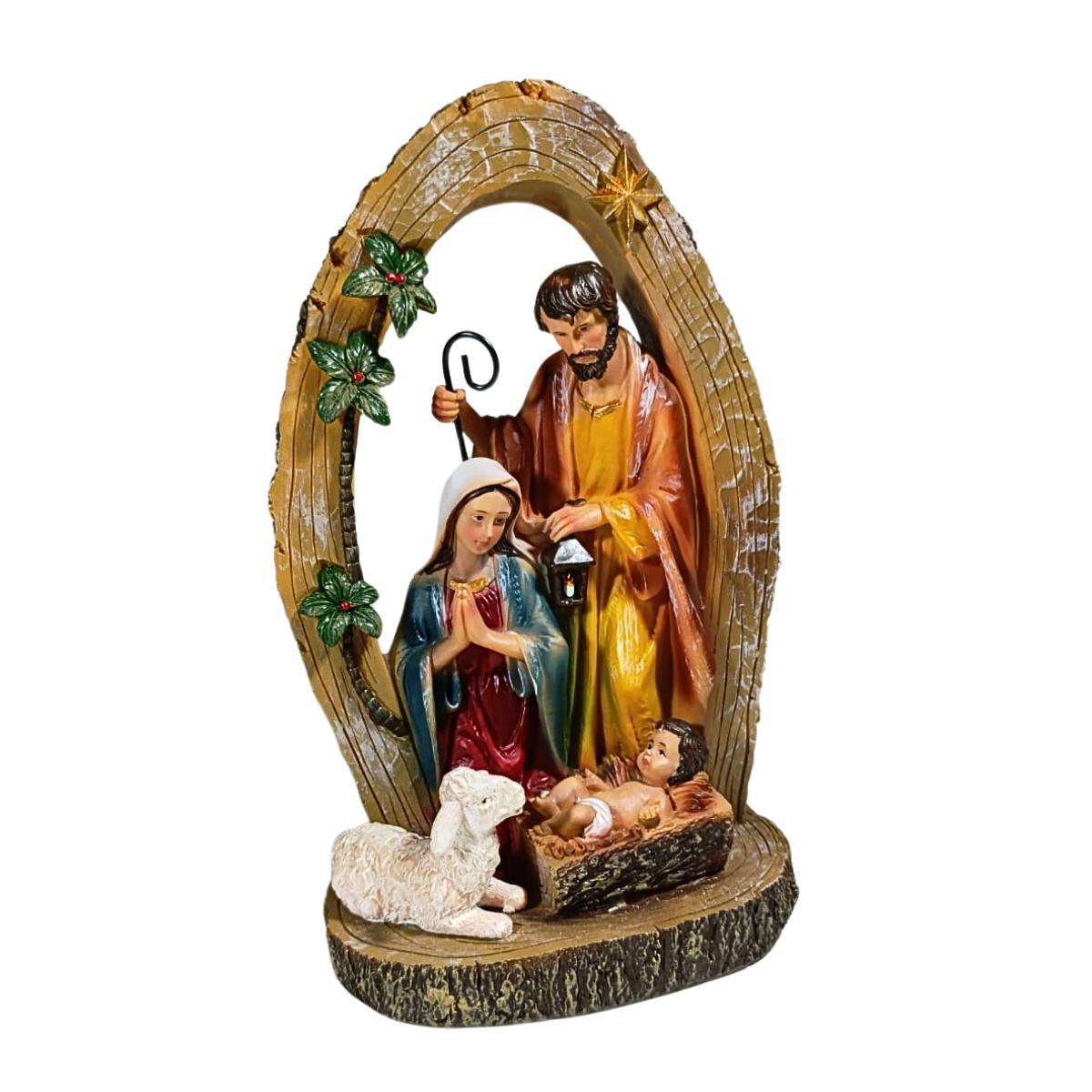 Resina Sagrada Familia Natalina Colorido 27CM Florarte 56980