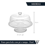 PRATO P/BOLO CRISTAL DE CHUMBO C/PE E TAMPA PEARL 31x25cm