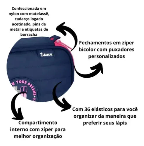 Estojo Box Azul Luluca LU24640 - Loja Do Thor