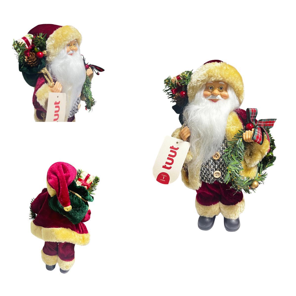 Papai Noel Em Pé Vermelho E Marrom 35CM 30310