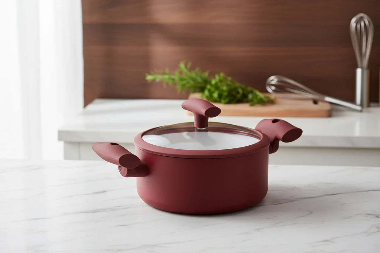 Panela Cacarola Antiaderente Ceramico 22 Cm 3,0 L Vermelha PA300 - Loja Do Thor