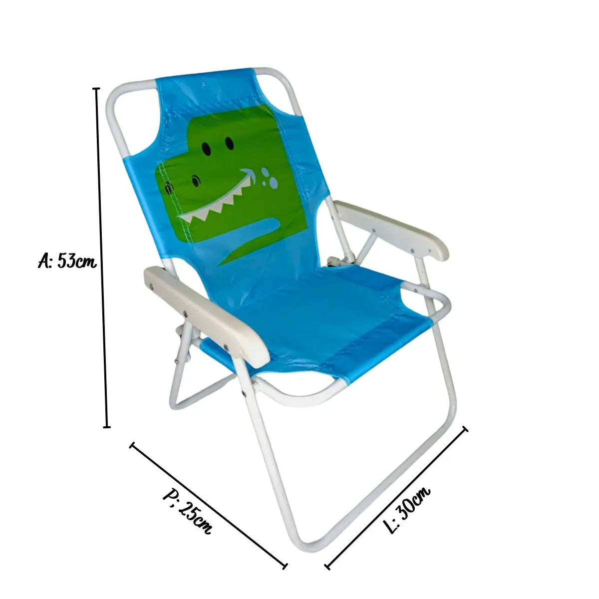Cadeira De Praia Infantil Jacaré Azul De Oxford 53CM - Loja Do Thor