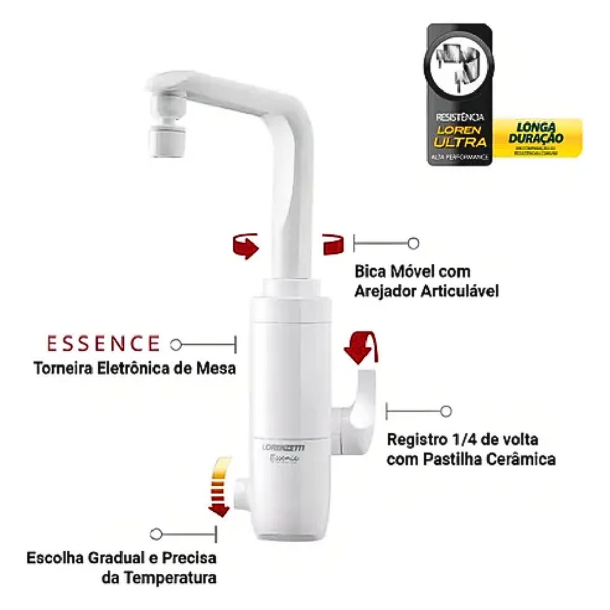 Torneira Eletronica Essence Mesa 127V  Branca - Lorenzetti