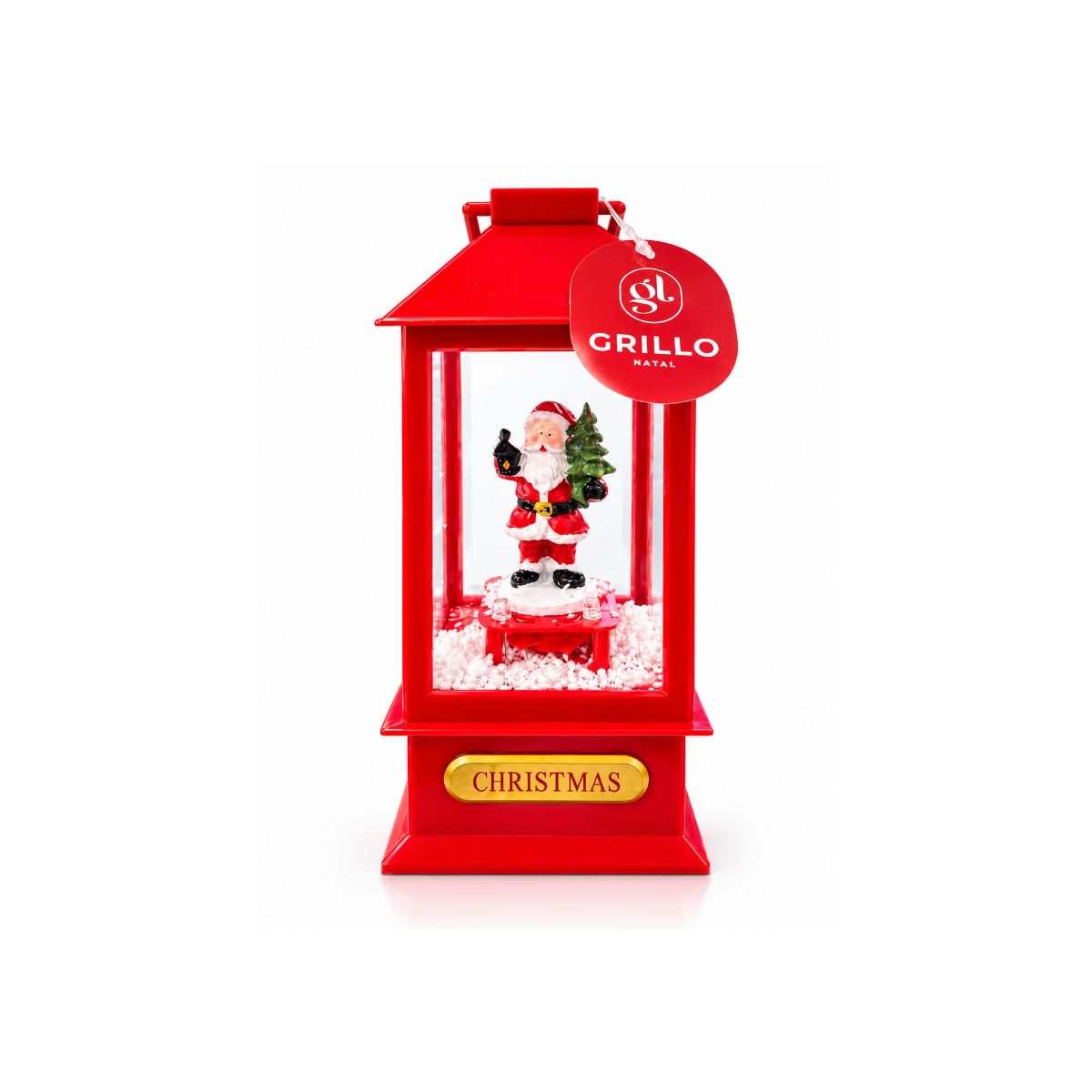 Lanterna Musical com Luz Papai Noel 19cm – Grillo