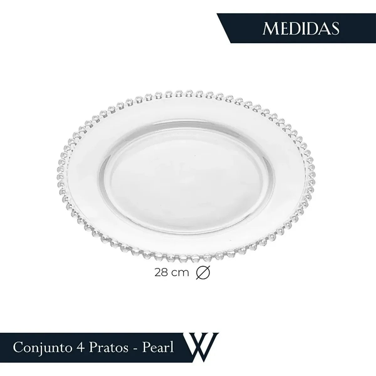 Conjunto 4 Pratos Cristal De Chumbo Pearl 28cm Wolff - Loja Do Thor