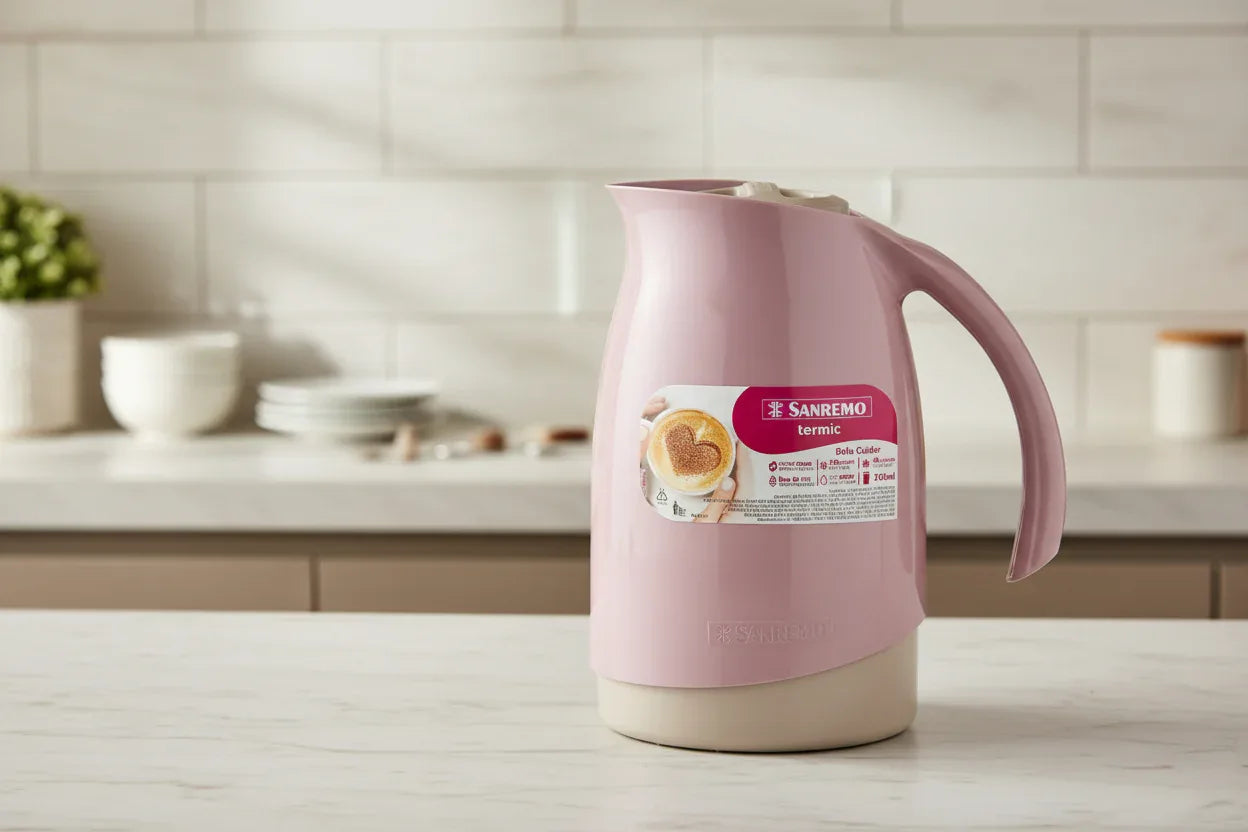 Bule Termico Plástico Rosa Cuidar 700ML Sanremo SR10113 - Loja Do Thor