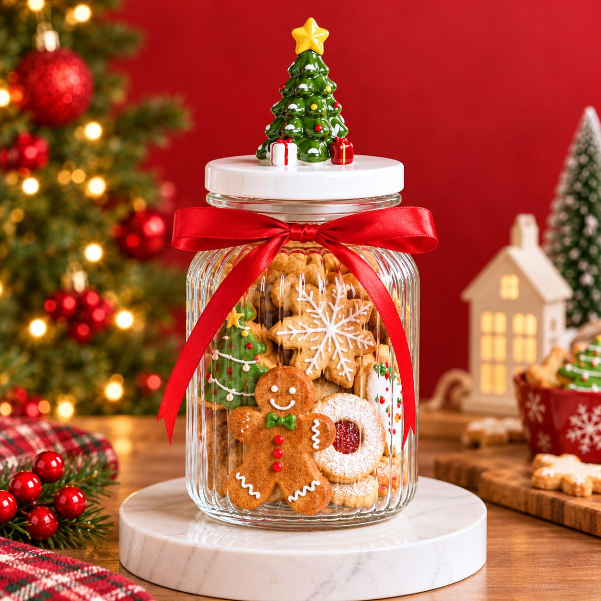 Pote De Vidro 950ml Arvore de Natal -Allmix