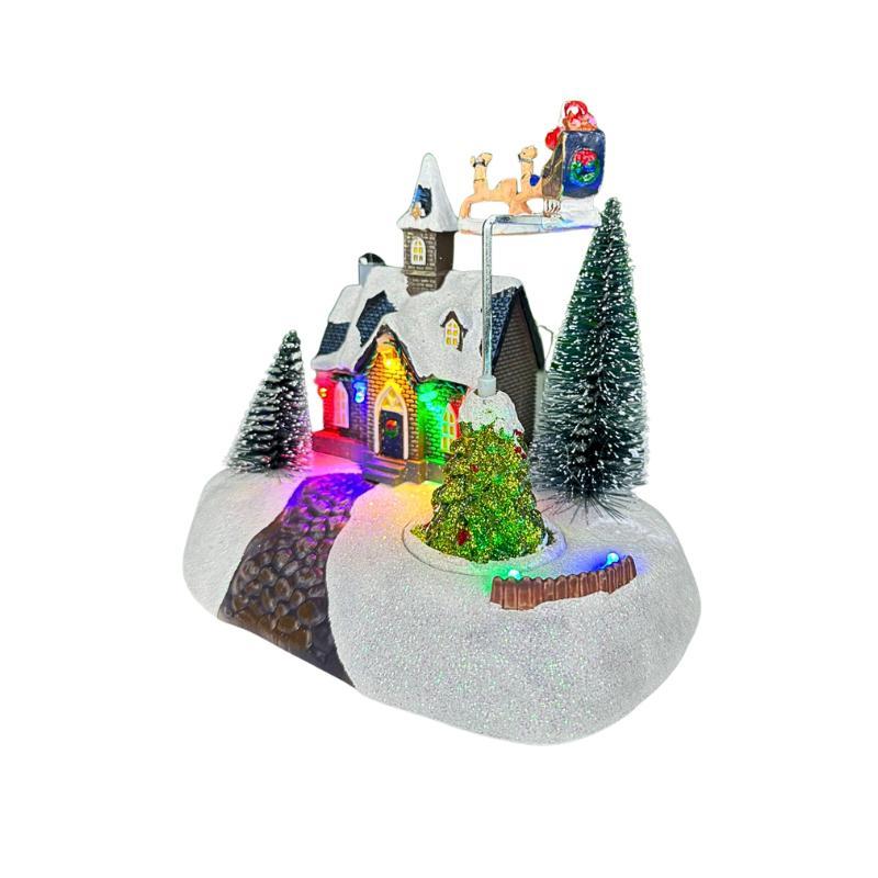 Chale Noel Com Rena Luz E Movimento 19cm