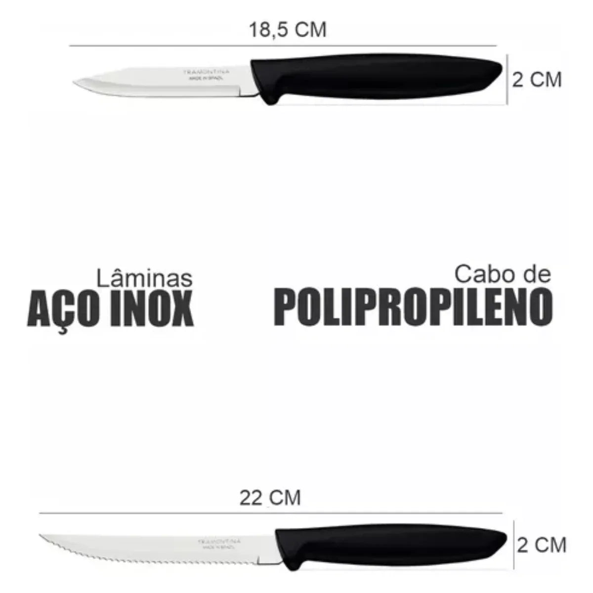 Jogo De Facas Tramontina Plenus C/Lâminas Aço Inox 4 Peças - Loja Do Thor