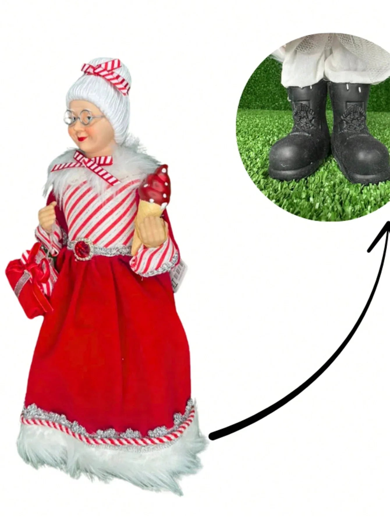 Mamãe Noel Em Pé Vermelho 30cm - Florarte - Loja Do Thor
