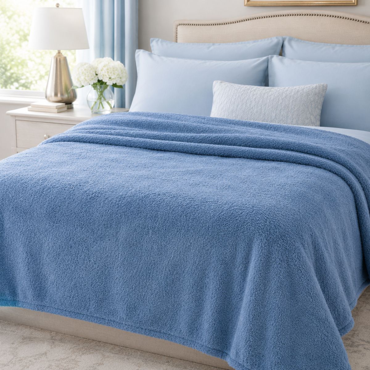 Manta Casal Outlet Lisa 1,8x2m Azul - Camesa