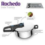 Panela De Pressao Inox Trendy 4L Fechamento Externo Rochedo - Loja Do Thor