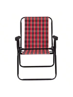 Cadeira De Praia Alta Xadrez Vermelho Carmin Mor + Brinde - Loja Do Thor